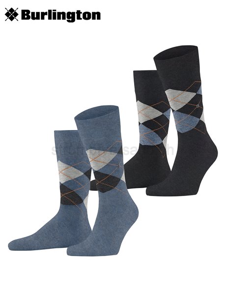 EVERYDAY ARGYLE Burlington Socken - 6797 denim mel.