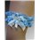 Strumpfband mit Schleife und Perlen - blau/nature