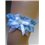 Strumpfband mit Schleife und Perlen - blau/weiss